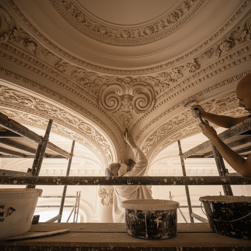 Ornamental plasterwork detail showcasing architectural precision
